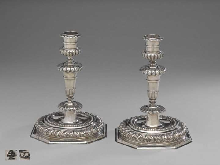 A Fine Pair of German Silver Candlesticks